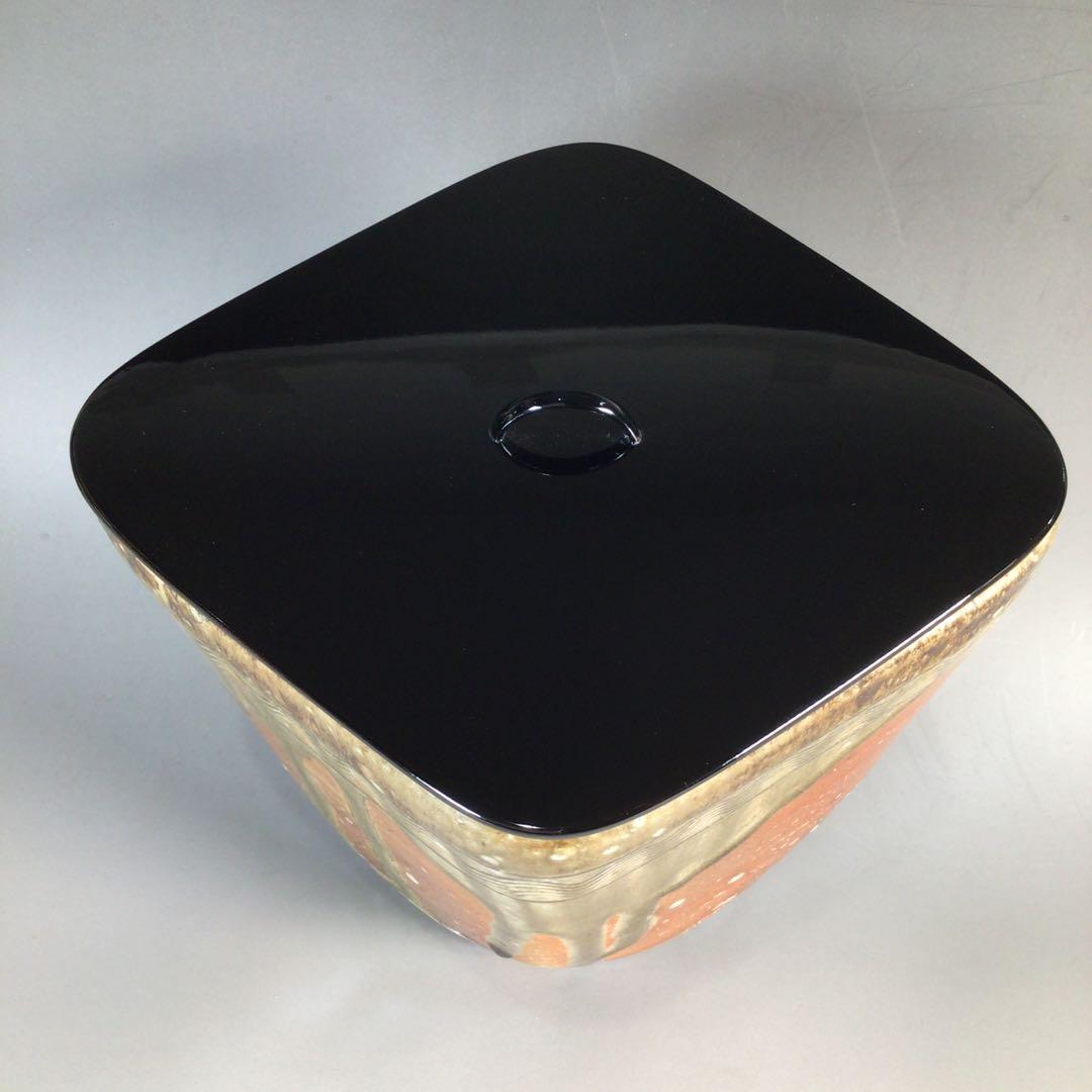 Ｎ２４４　菱水指　『信楽焼』『保庭楽入造』『久田宗也　尋牛斎　箱書』　共箱