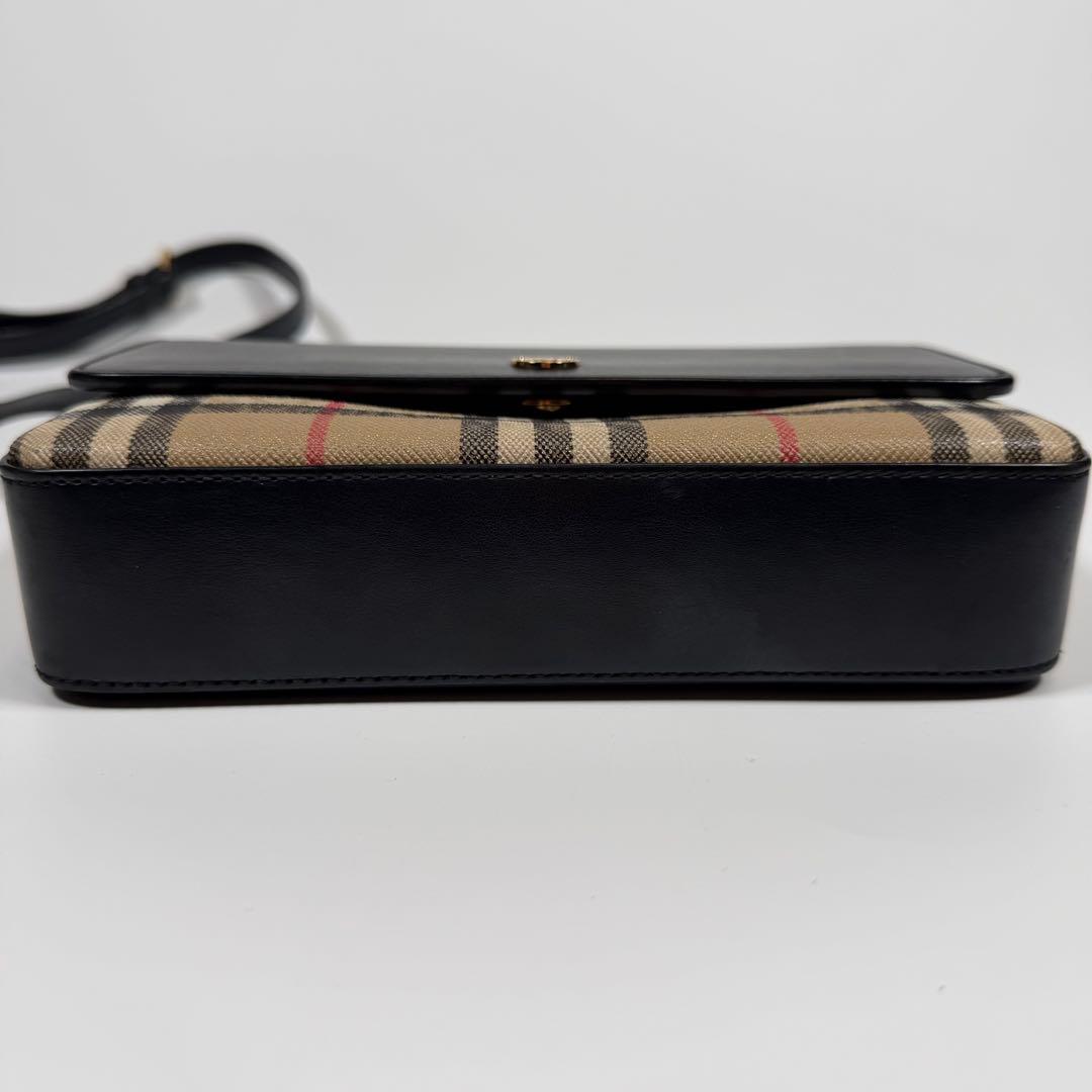 【極美品】バーバリー　ショルダーバッグ　ノバチェック　カーフレザー　PVC