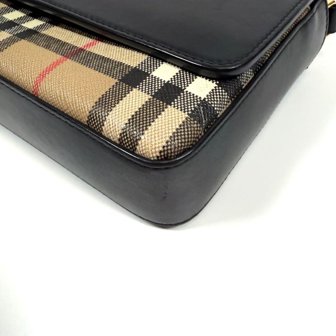 【極美品】バーバリー　ショルダーバッグ　ノバチェック　カーフレザー　PVC