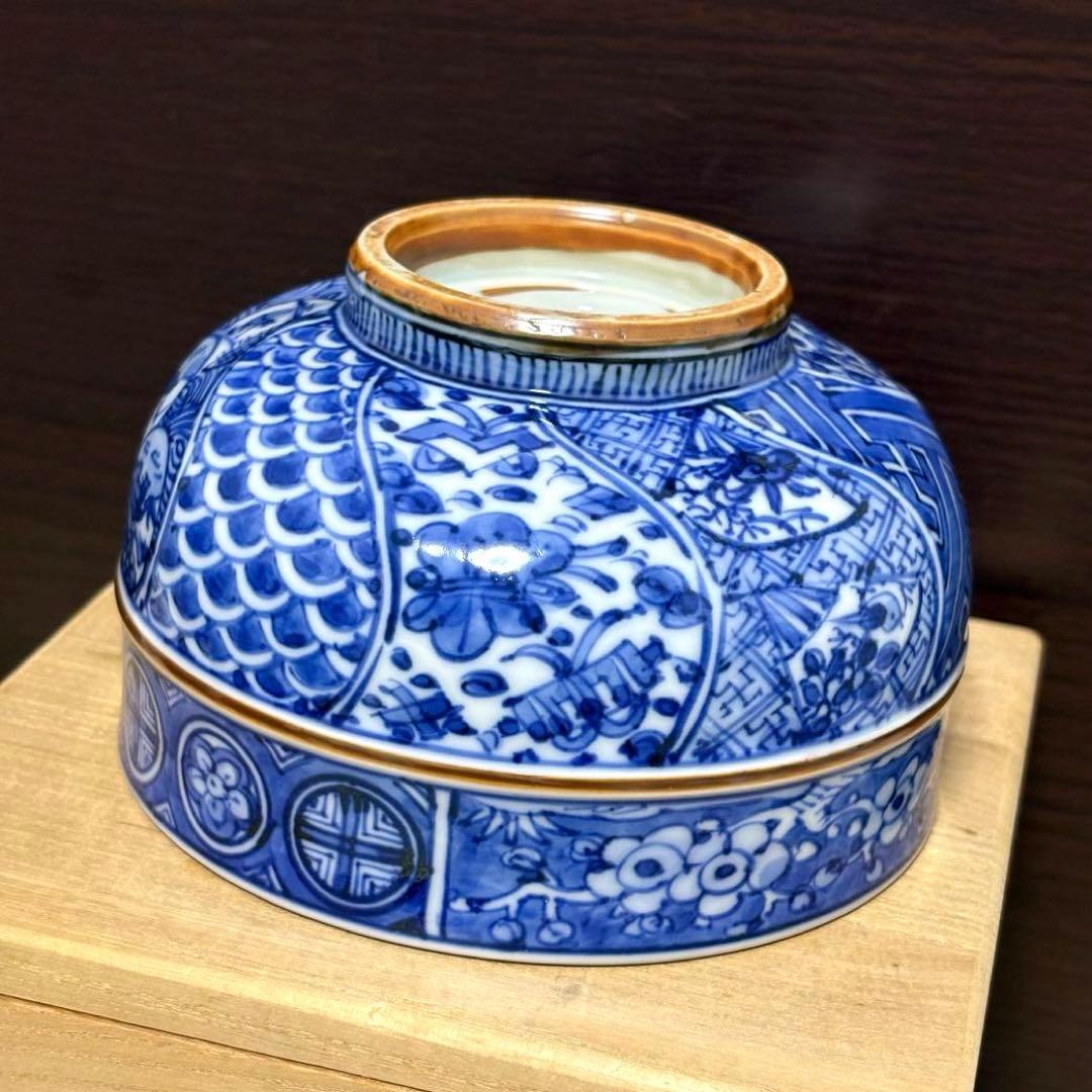 未使用保管✨京焼 清水焼 高野 昭阿弥 青華祥瑞捻 茶碗 箱入✨お抹茶茶碗