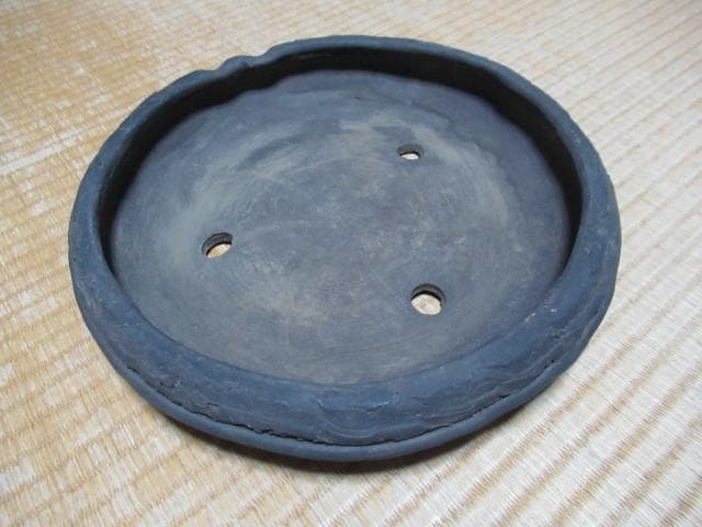 ◆美品 1970年頃◆常滑鉢 柴田馨山作 円花形 南蛮 茶色の烏泥 和鉢/盆栽鉢