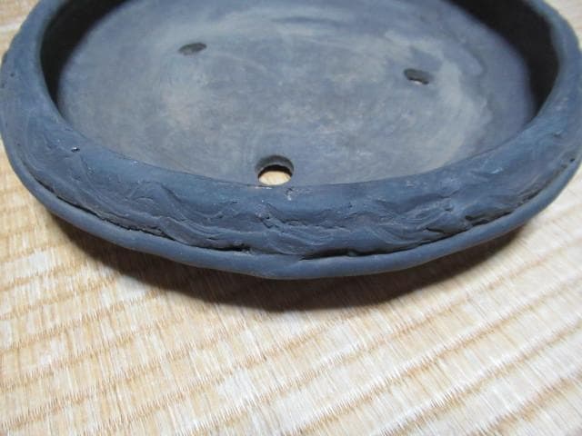 ◆美品 1970年頃◆常滑鉢 柴田馨山作 円花形 南蛮 茶色の烏泥 和鉢/盆栽鉢