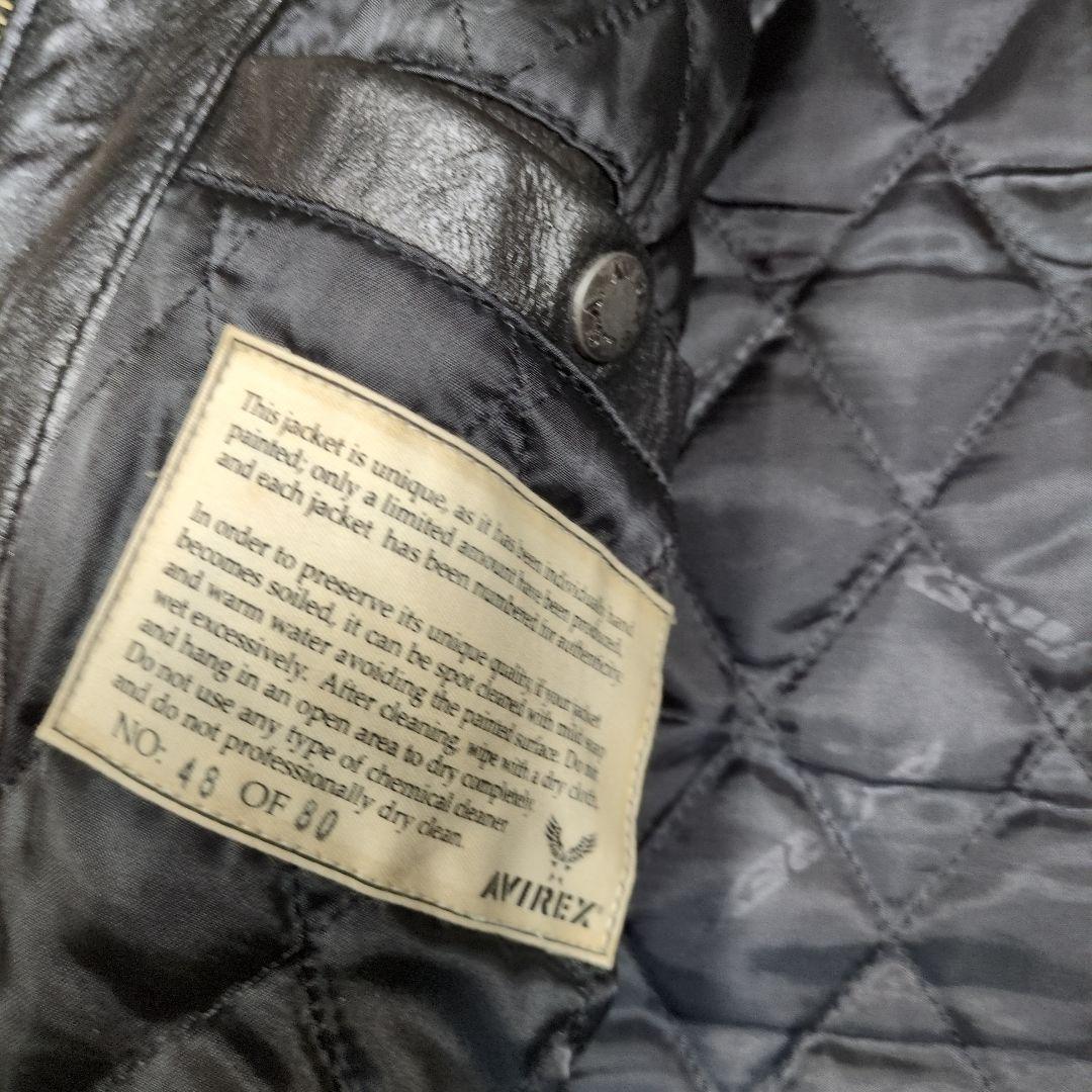 AVIREX ブラックレザー シングルライダースジャケットバイカー