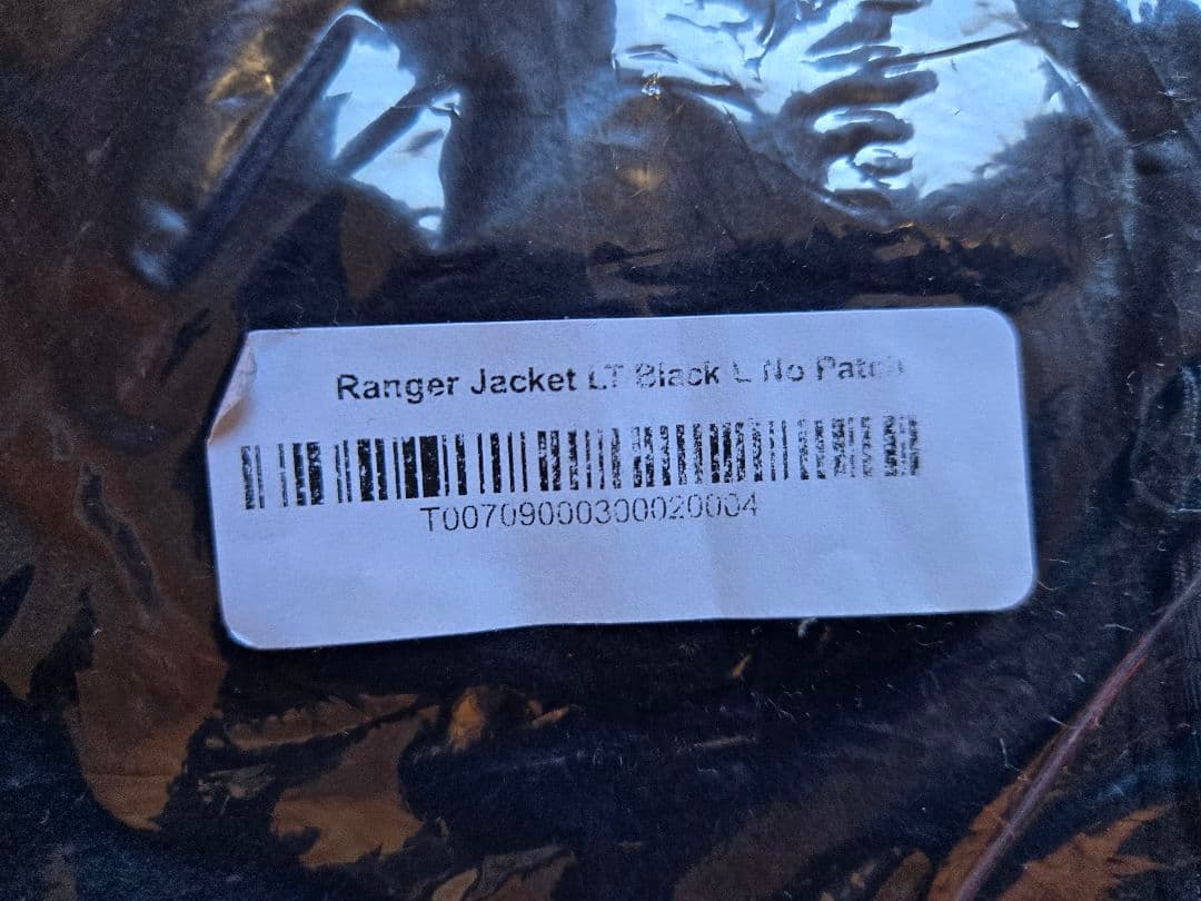 TAD GEAR レンジャージャケット　LT ブラック　L　NO PATCH