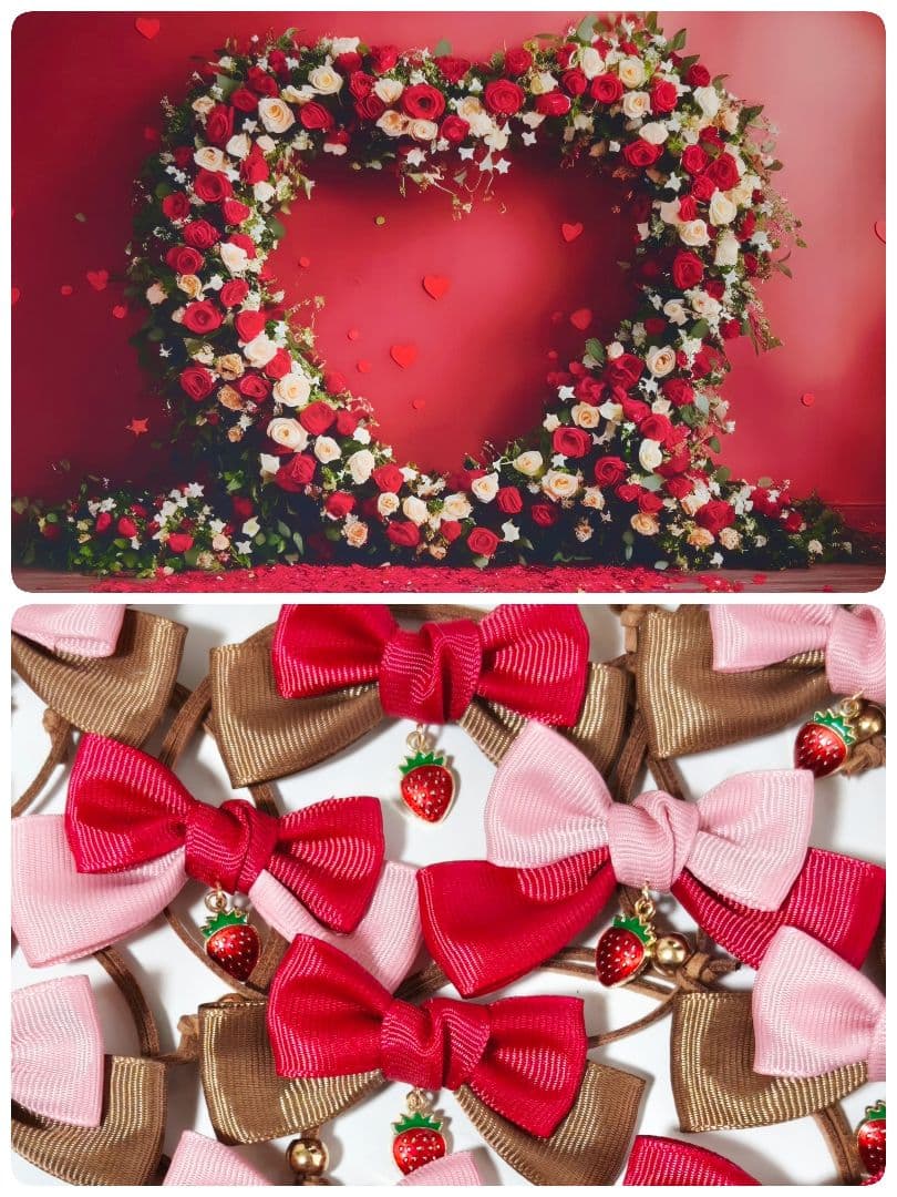 業務用トリミングチョーカー　リボン　バレンタイン　苺　イチゴチョコ　2月　3月