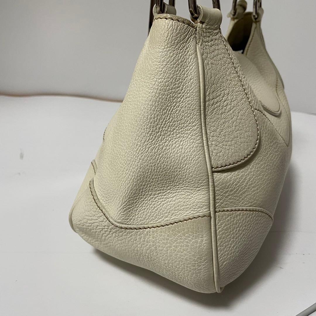 ■美品■ PRADA ハンドバッグ　ワンショルダー アイボリー　レザー