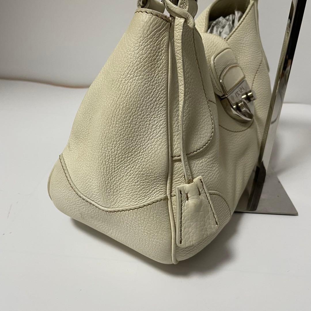 ■美品■ PRADA ハンドバッグ　ワンショルダー アイボリー　レザー
