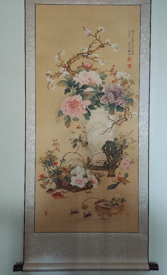 中国　掛軸　清朝　工芸品　宮廷　画家
