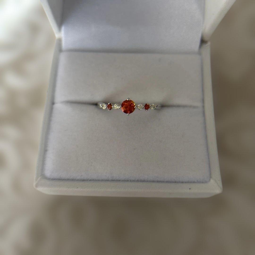 K18WG オレンジサファイア ダイヤモンドリング