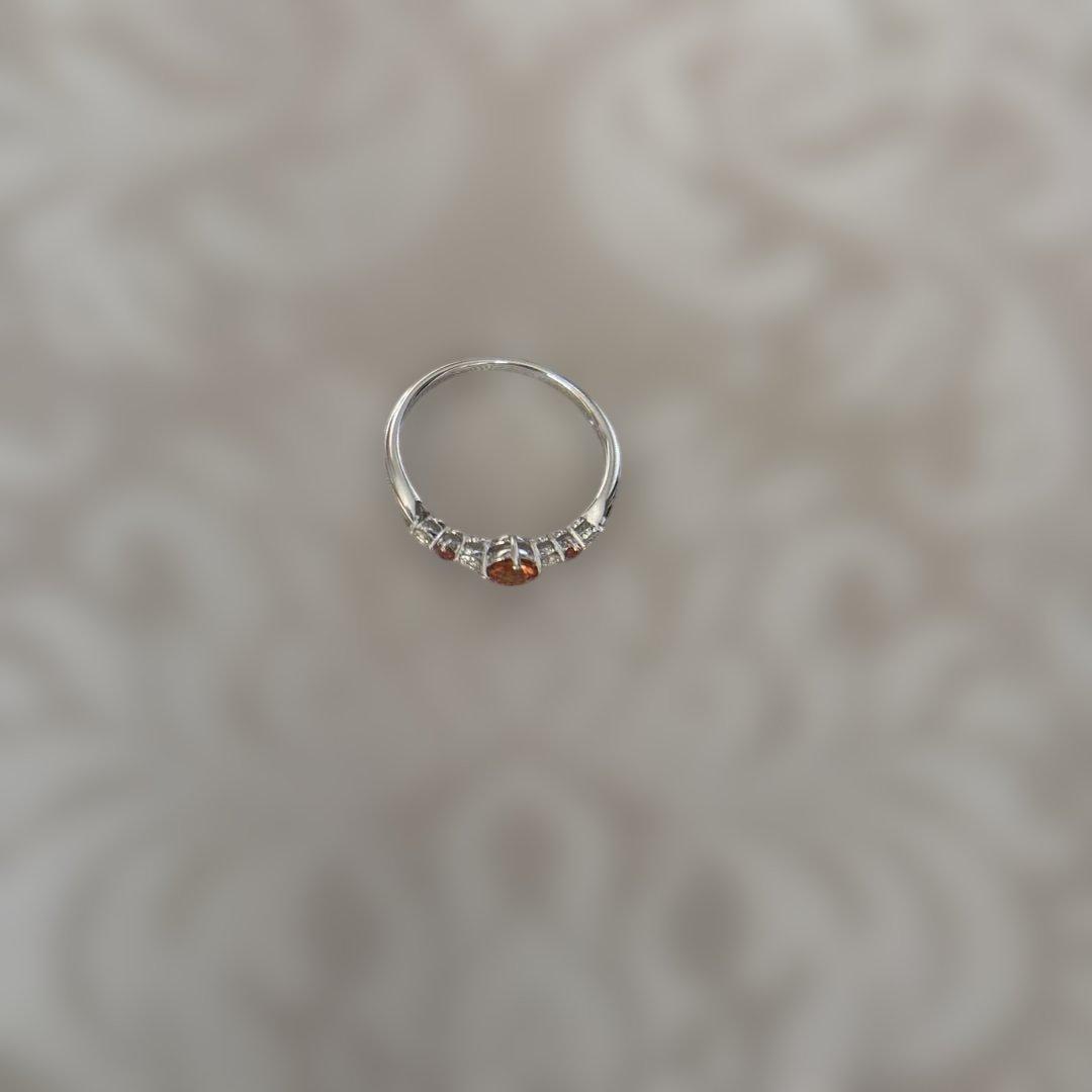 K18WG オレンジサファイア ダイヤモンドリング