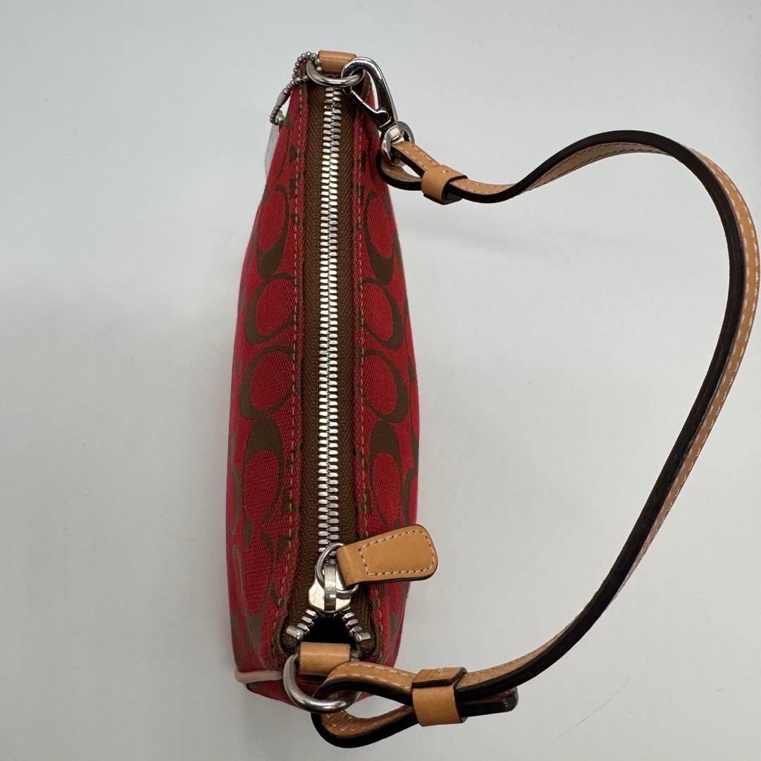 極美品 COACH コーチ アクセサリーポーチ シグネチャー キャンバス レザー