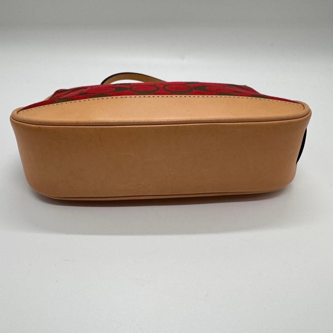 極美品 COACH コーチ アクセサリーポーチ シグネチャー キャンバス レザー