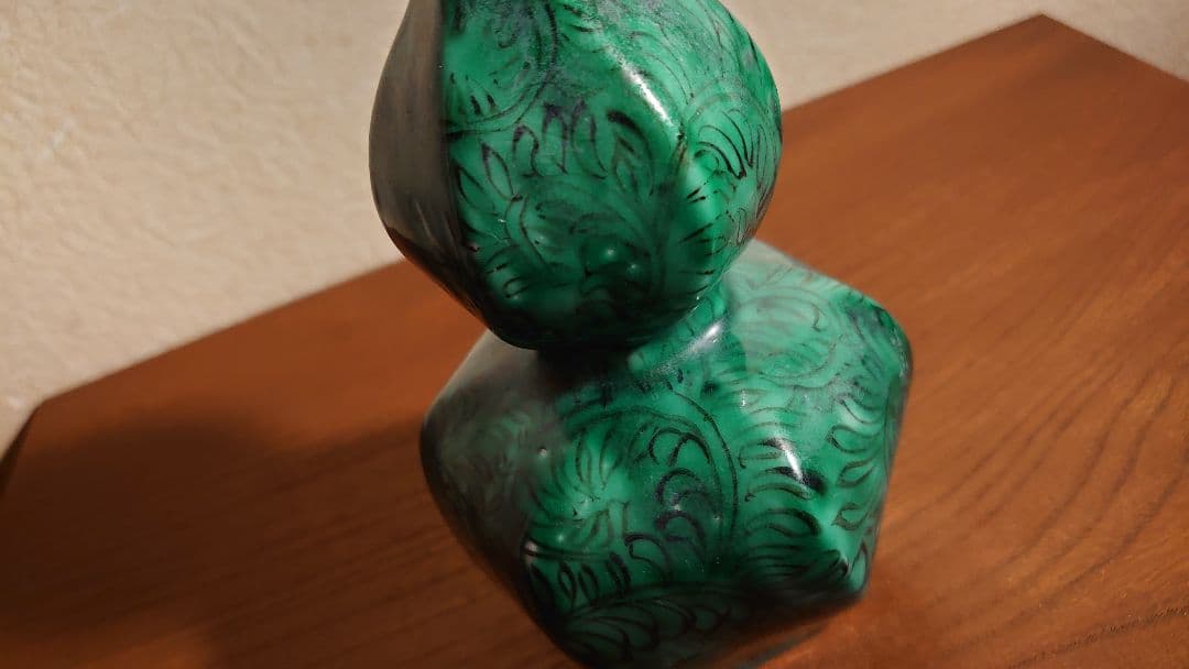 古九谷　九谷焼　徳利　ねじり　花入　蔵出し　江戸期　角福　緑釉　１客