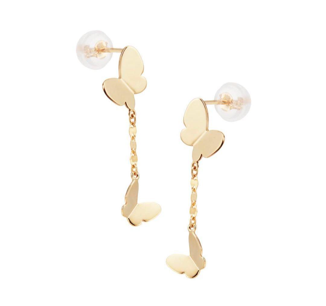 ツツミ　K10　イエローゴールド　蝶ピアス