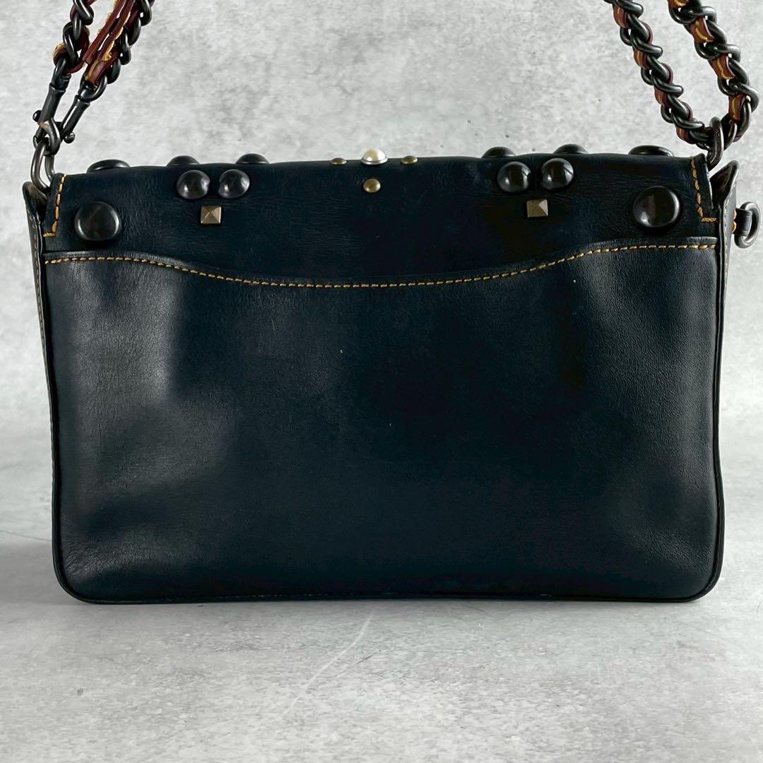 ✨稀少✨美品✨コーチ　ショルダーバッグ　2way スタッズ　パール　レザー　黒