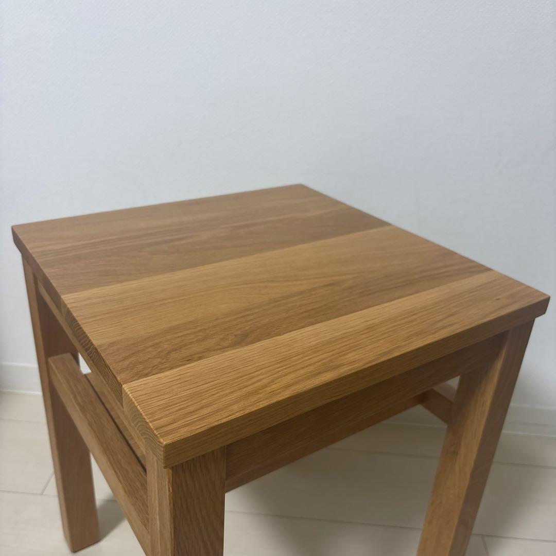 無印良品　木製サイドテーブルベンチ　板座　節あり