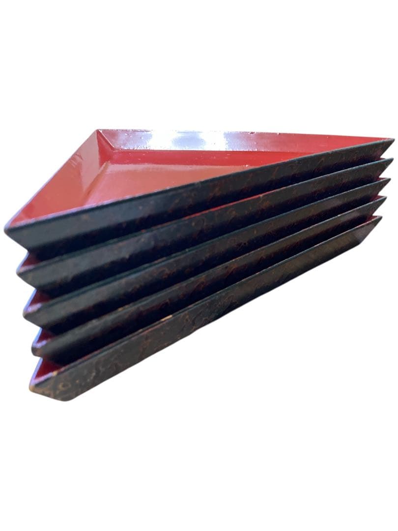 晴霞堂　内朱五寸五段両開重箱　桜皮　大正時代