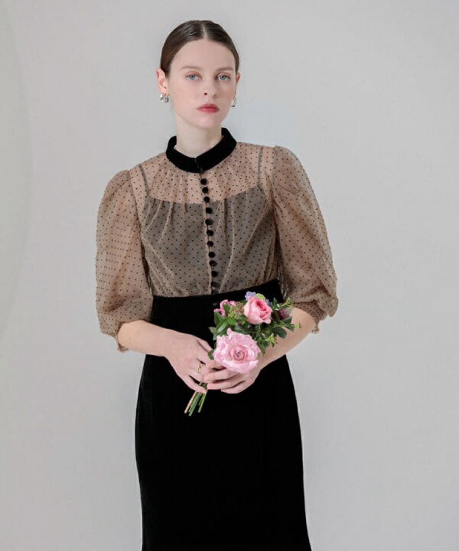 Leja ドット柄ボレロマーメイドワンピースセットアップロングドレス