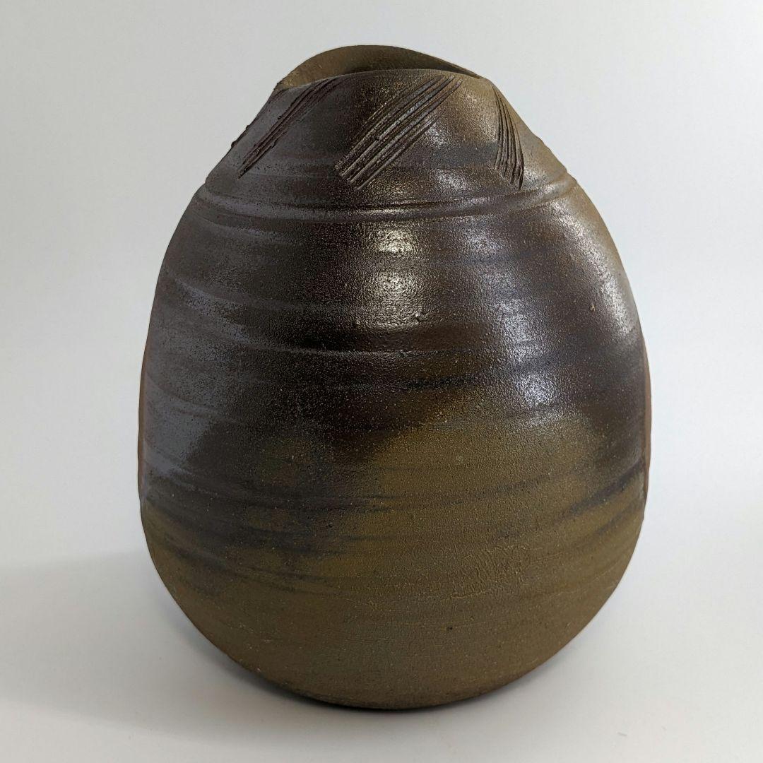 南燦窯 平田吉己 備前焼 壺 共箱 花瓶 花入 花器 壷 フラワーベース 置物