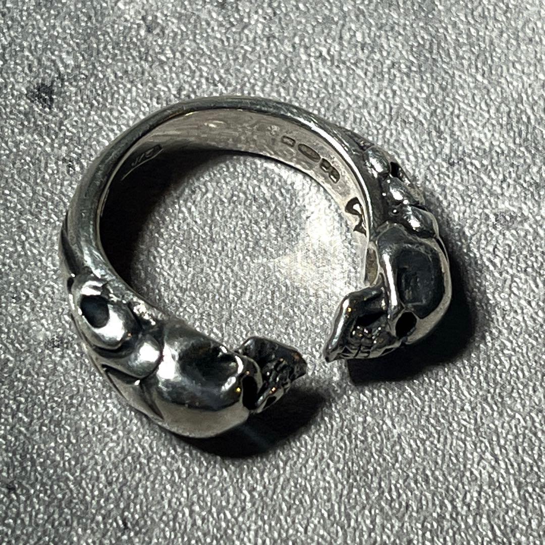 14号　CRAZY PIG TWO SKULLS RING silver925