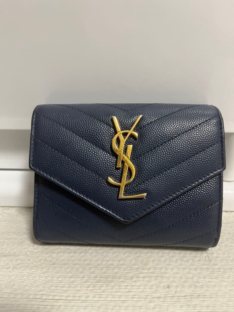 YSL 青　財布
