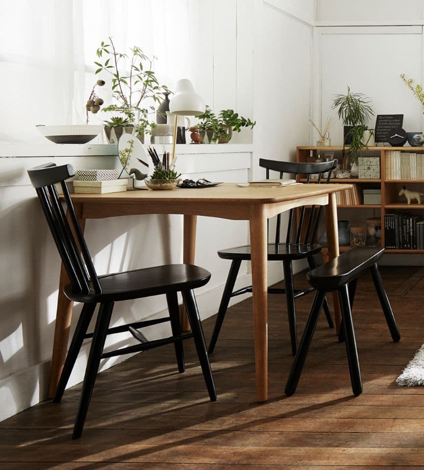 ダイニングテーブルシネマ3 正方形 幅85cm レッドオーク材 ホワイトオーク色