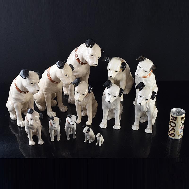 アンティーク　陶器製　ビクター犬　ニッパー君　大中小13点まとめて　M8146A