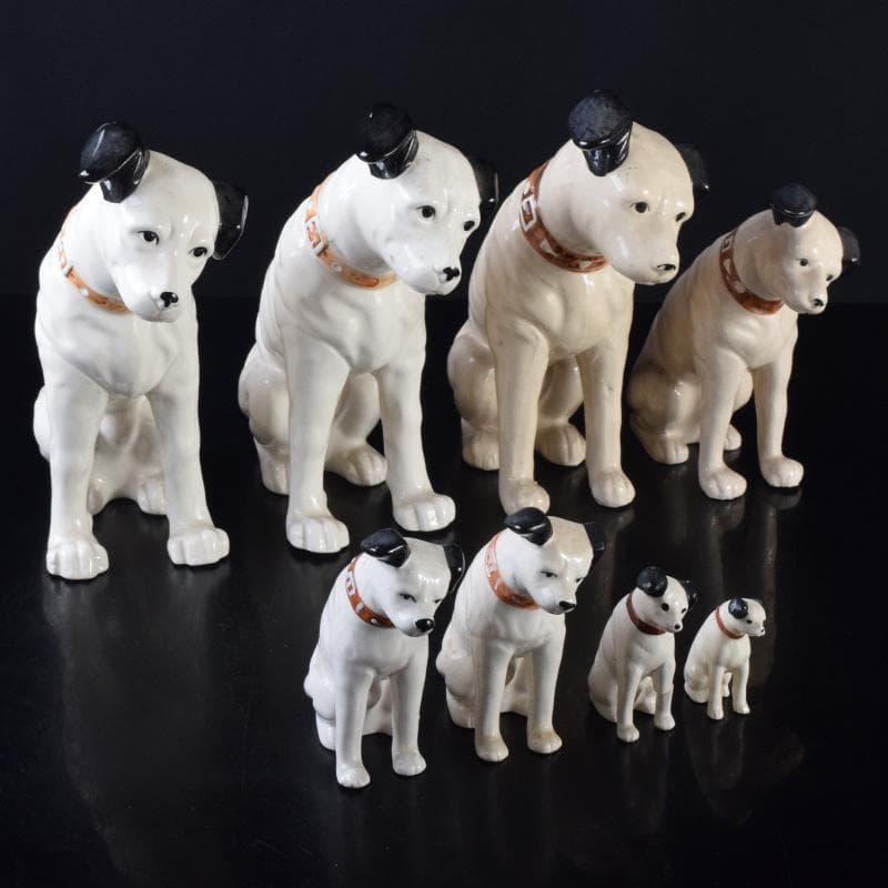 アンティーク　陶器製　ビクター犬　ニッパー君　大中小13点まとめて　M8146A