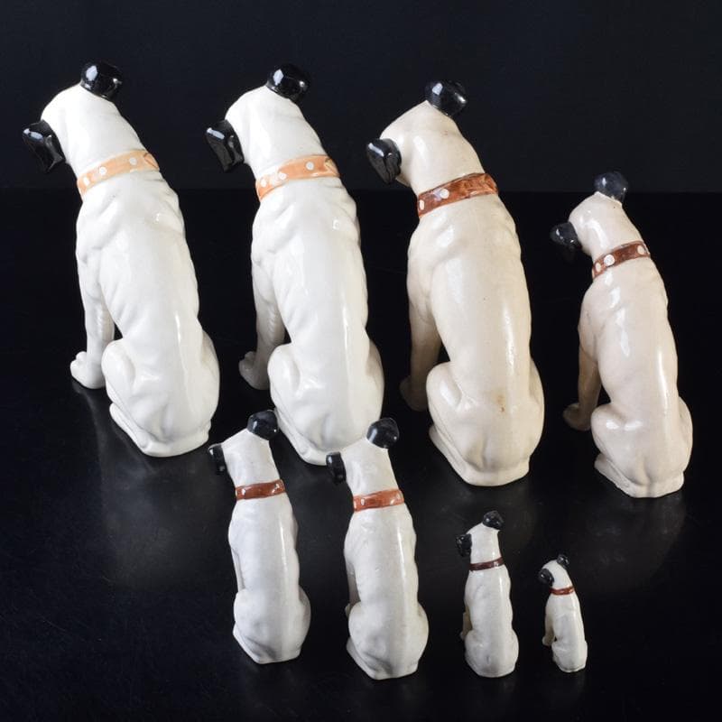 アンティーク　陶器製　ビクター犬　ニッパー君　大中小13点まとめて　M8146A