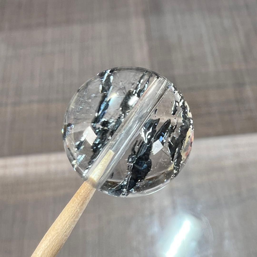 スティブナイトインクォーツ　ビーズ　2 貫通穴あり