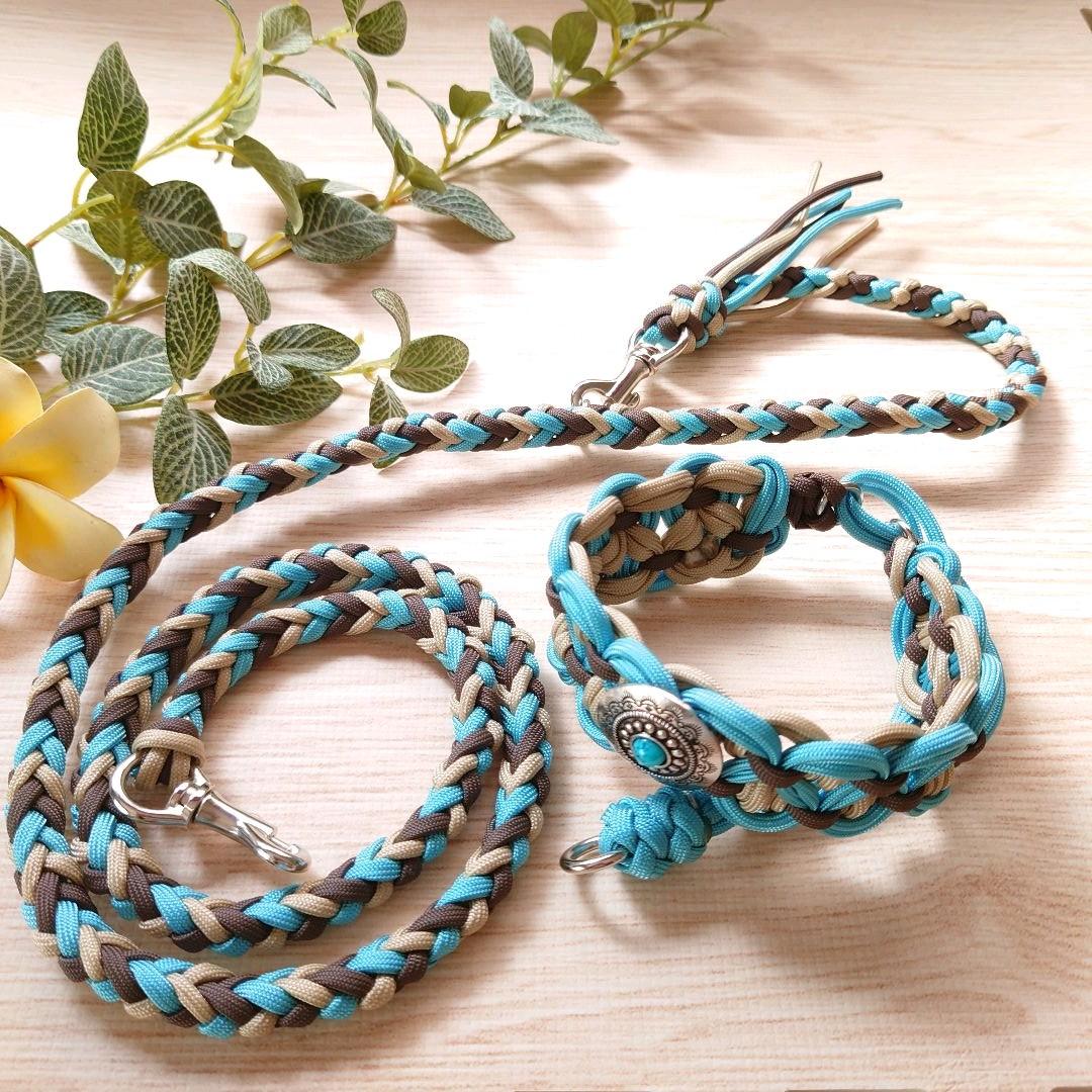 パラコードリード　6本編み　タッセル付き　中型犬　№077