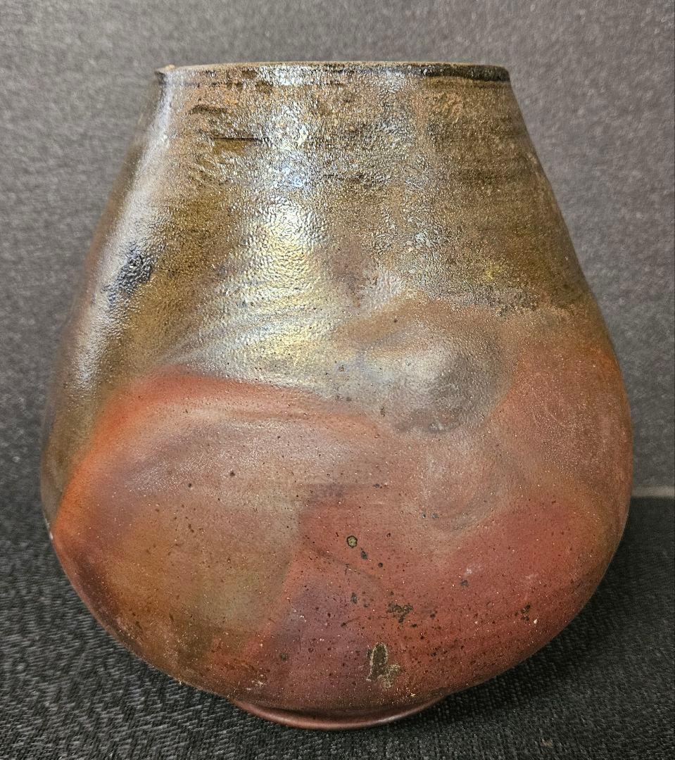 丹波立杭焼　炎　丹久　清水久夫作　丹波　窯変　壺　花入れ　オブジェ　茶道具　共箱