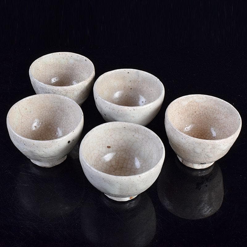 和食器　大萱　窯下窯　豊場惺也　粉吹　汲出　五客　共箱　二点　M　R9354