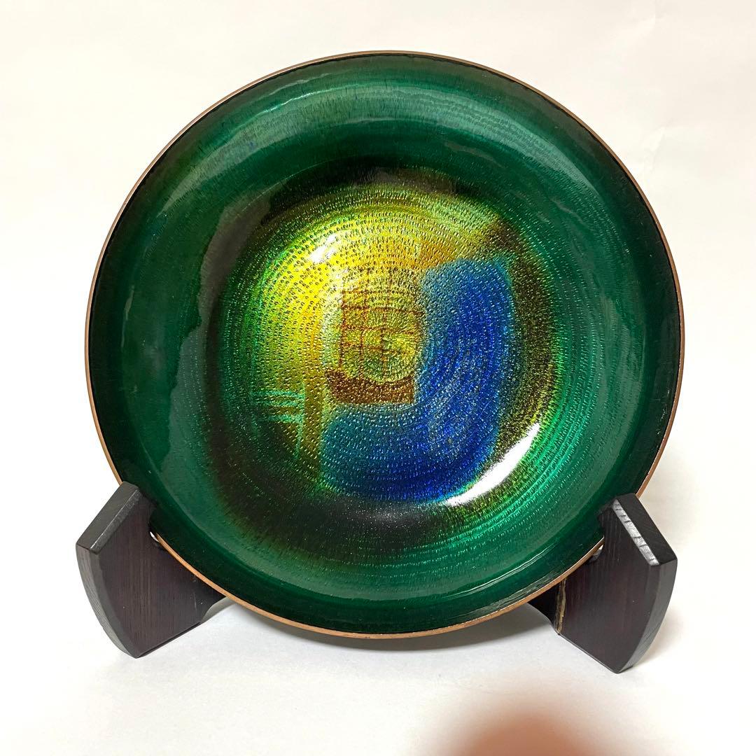 ノルウェー 銅製 エナメル絵皿　Bjornstad ビョーンスタッド