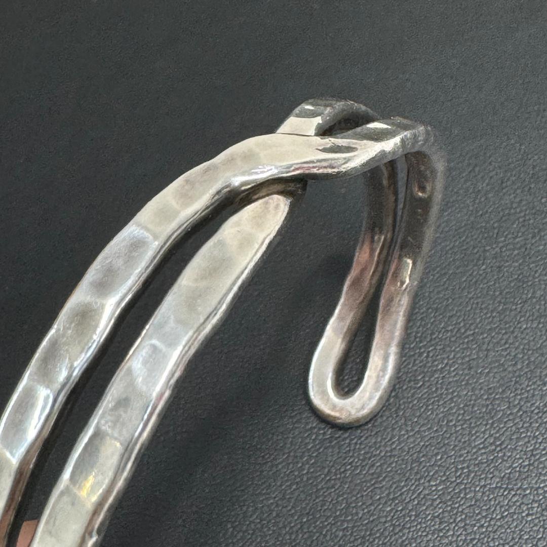 【シルバー980】 市松 クロス バングル ブレスレット ハンドメイド