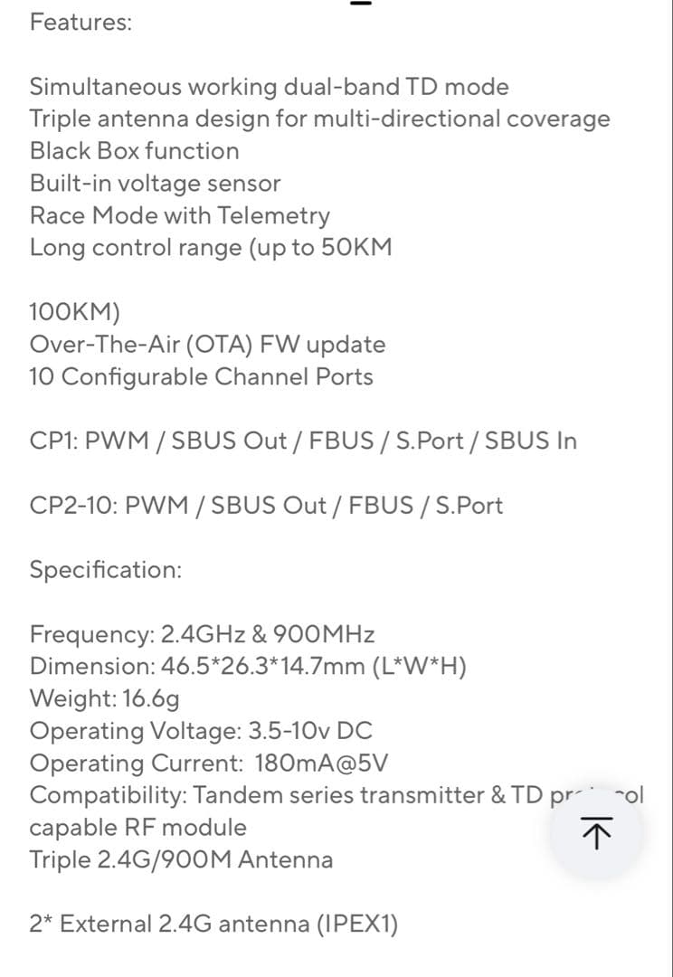 ホビーラジコン FrSky TD R10 Receiver 2.4GHz 900MHz