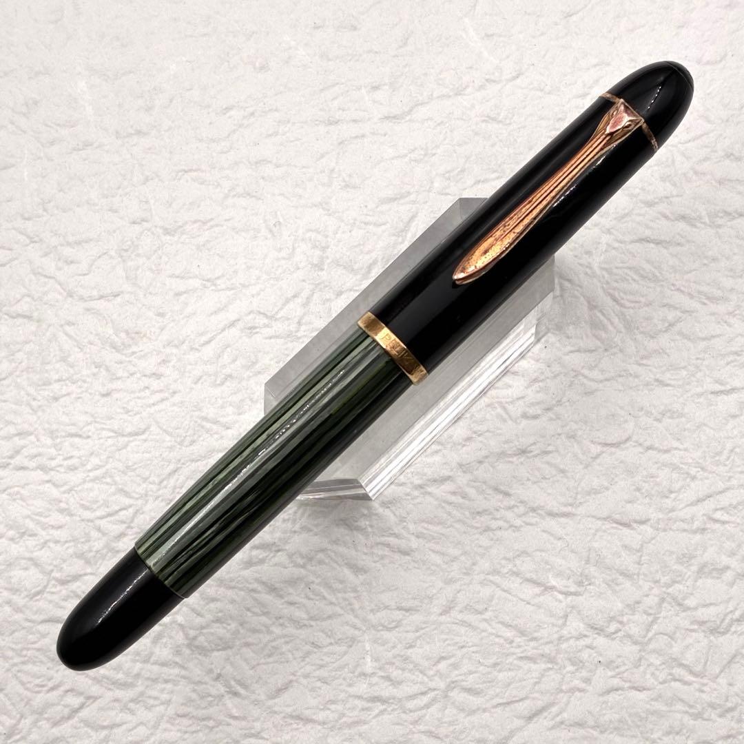 ヴィンテージ万年筆 ペリカン Pelikan 140 緑縞 14K F 書写可能