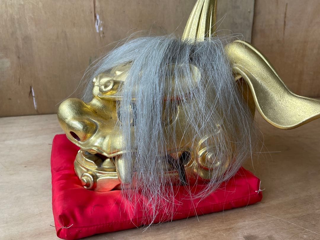 井波彫刻　獅子頭　獅子舞　幅37.6cm 木製