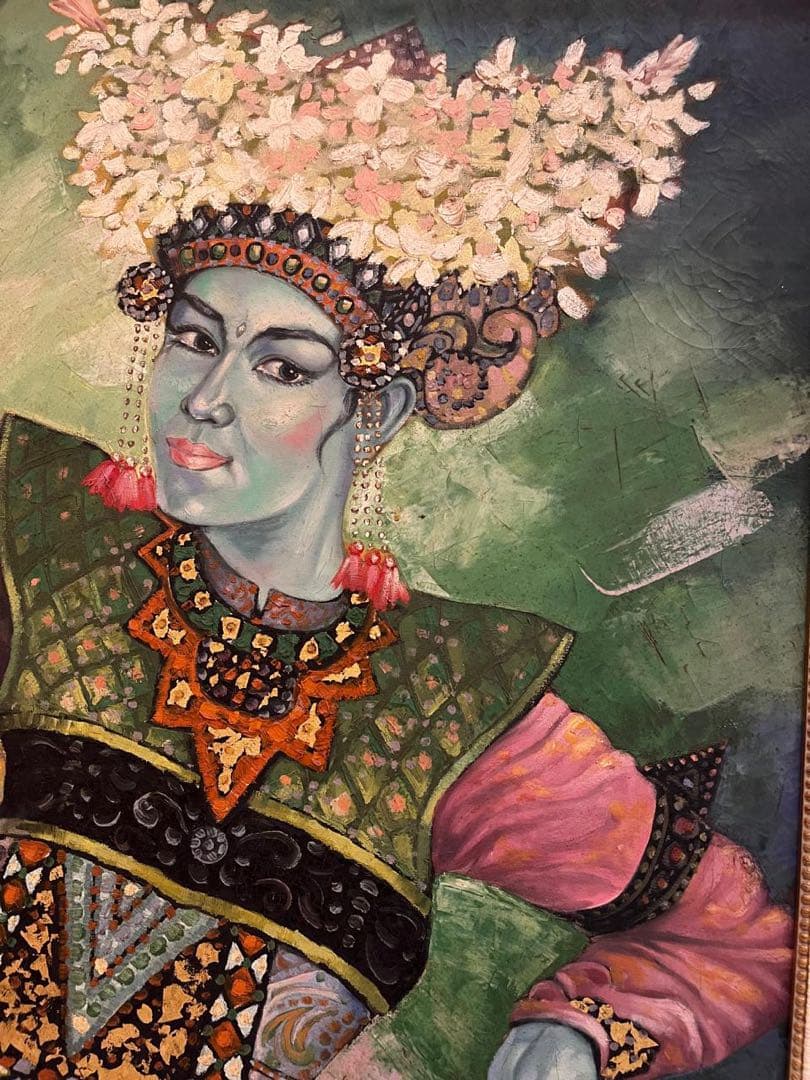 バリ舞踊の女性油彩画