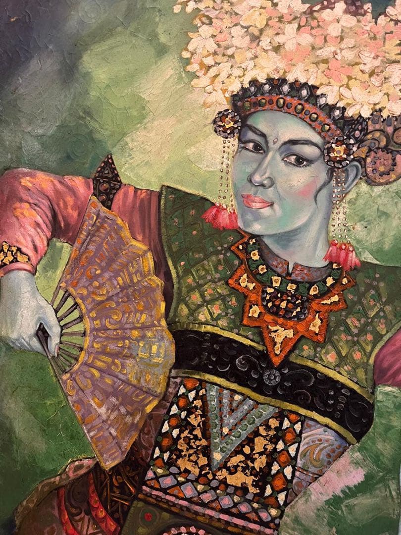 バリ舞踊の女性油彩画