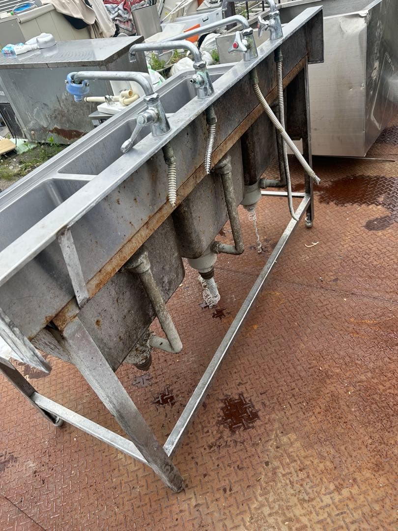 3槽シンク 1500×670×960 3層流し台 中古厨房
