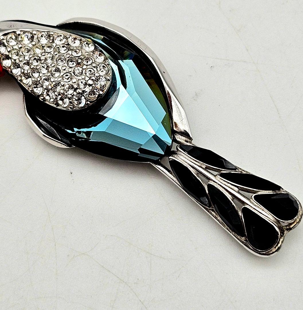 SWAROVSKI ラインストーン 鳥 SILVER ブローチ 〈202-6〉