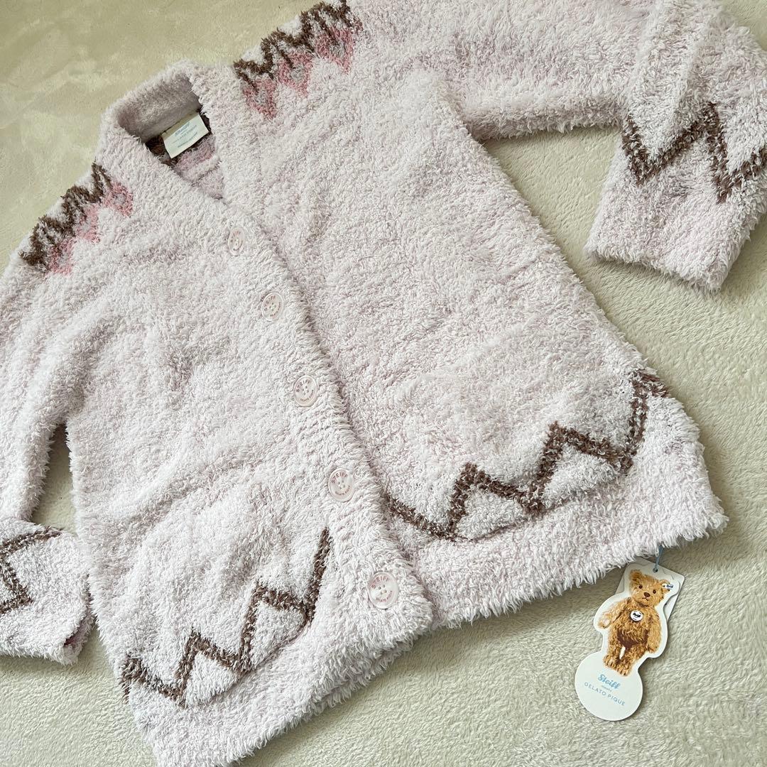 新品！ ジェラートピケ　Steiff シュタイフコラボ　カーディガン　ピンクベア