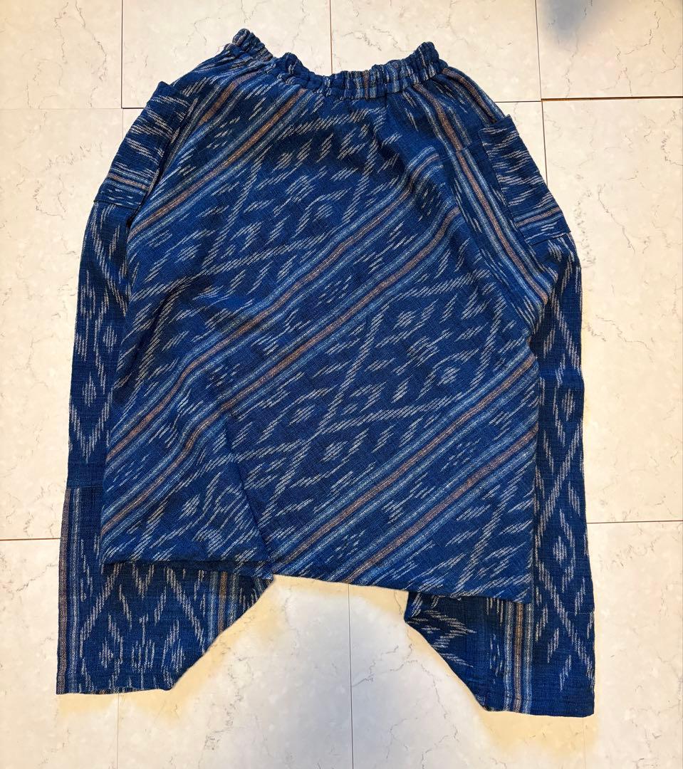 青系幾何学模様 サルエルパンツ