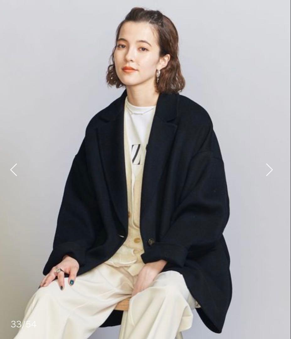 【未使用】BEAUTY&YOUTH リバー テーラードミドルコート　黒M
