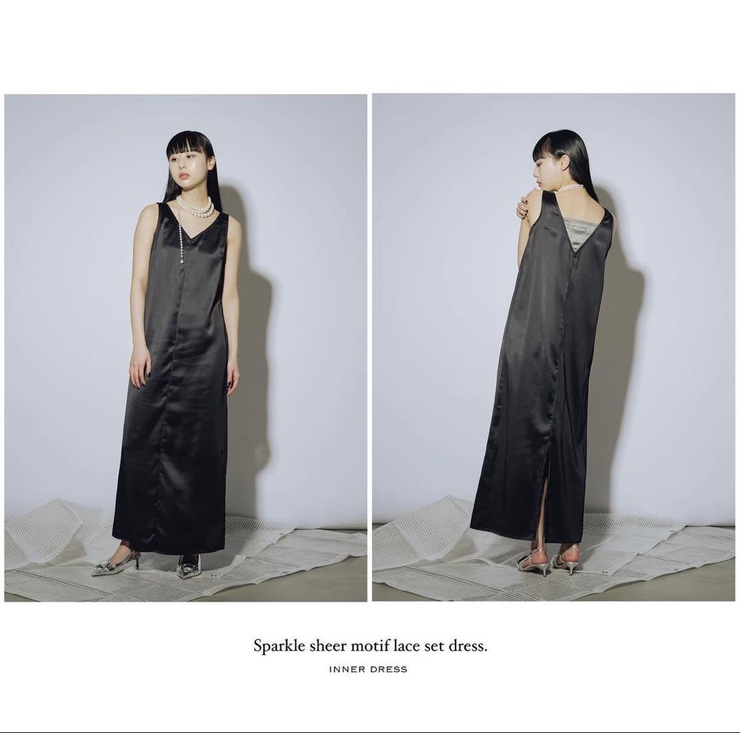 新品タグ付 Ezick Sparkle sheer モチーフレースセットドレス