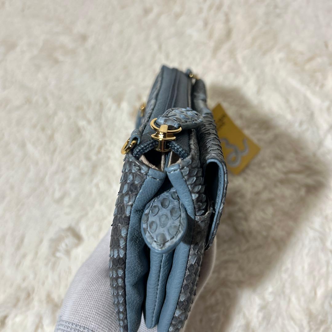 【PYTHONSKINGENUINE】高級素材パイソン　ショルダー 長財布