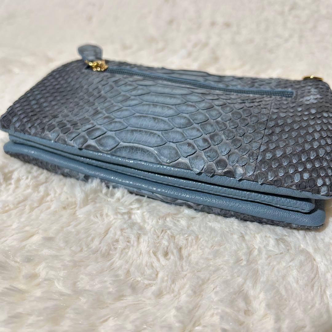 【PYTHONSKINGENUINE】高級素材パイソン　ショルダー 長財布