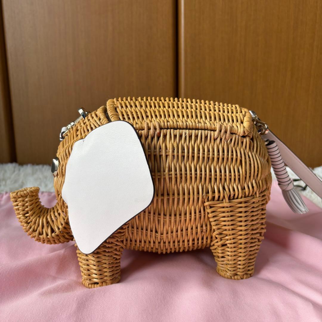 ✨️極美品 ケイトスペード エレファント かごバッグ タグ 保存袋付 斜め掛け
