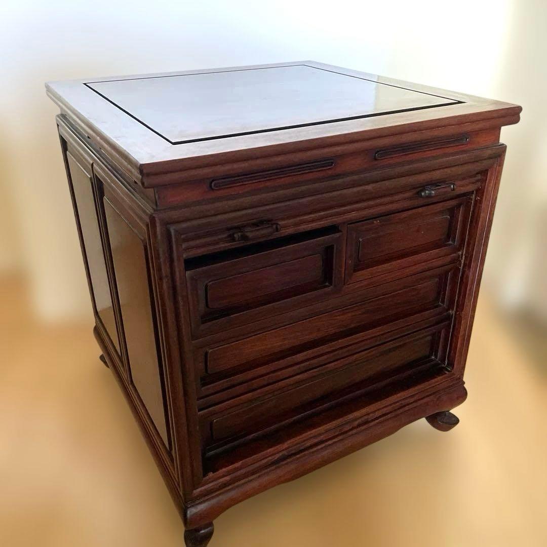 【美品】唐木家具 蛇腹扉•収納付ミニチェスト ヴィンテージ